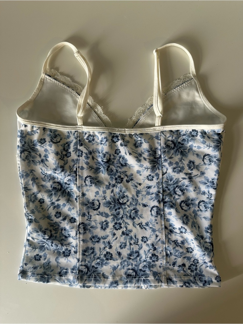 Garage Blue and White Floral Lace Cami - Picture 4 of 4